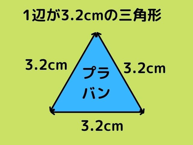 1辺が3.2cmの三角形をプラバンで作るのを再現した図