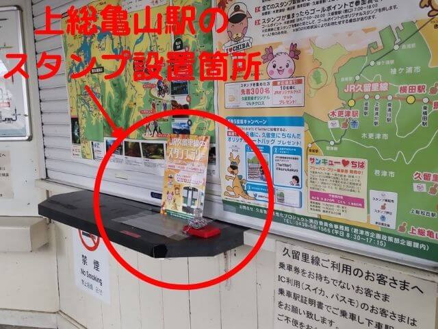 上総亀山駅のスタンプ設置箇所の写真