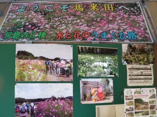 馬来田駅内の掲示物の写真