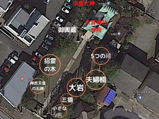 大宮神社境内の上から見たマップの写真