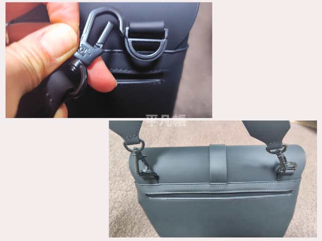 ガストンルーガのスプラッシュクロスボディミディアムのストラップを取り付けているところの写真